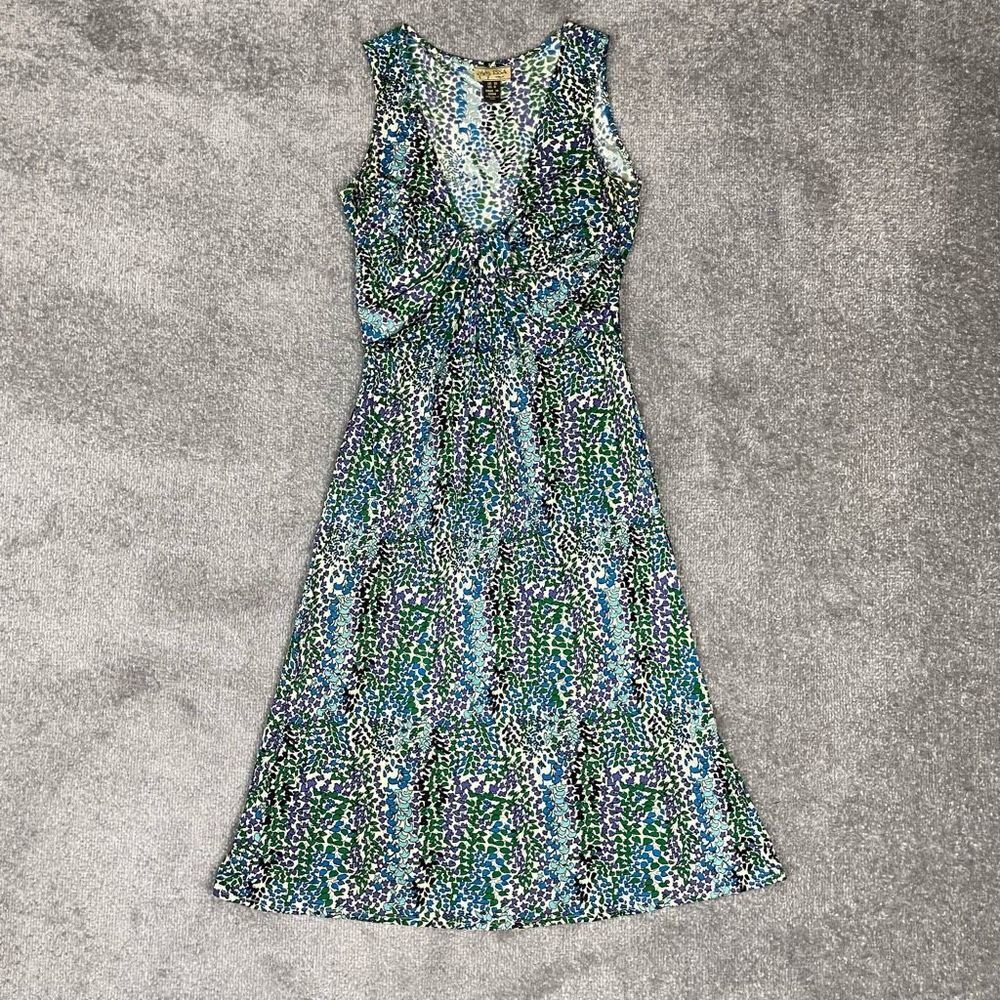 ISSA London Heart Confetti Print Fit Flare Sleeveless Knit Silk Dress Women’s 6